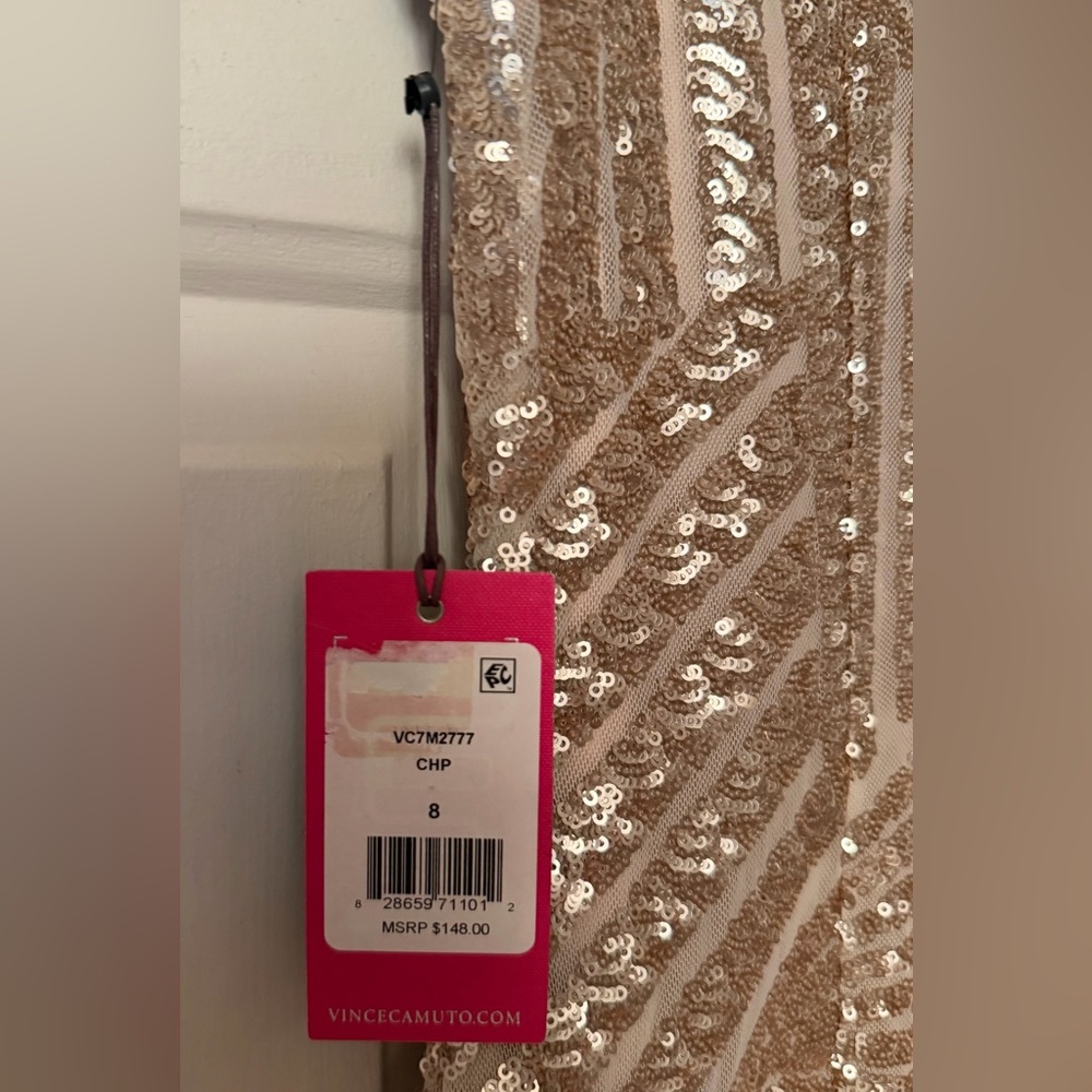 Vintage Vince Camuto Soft Gold Sequin Mini Dress size 8 - Picture 6 of 7